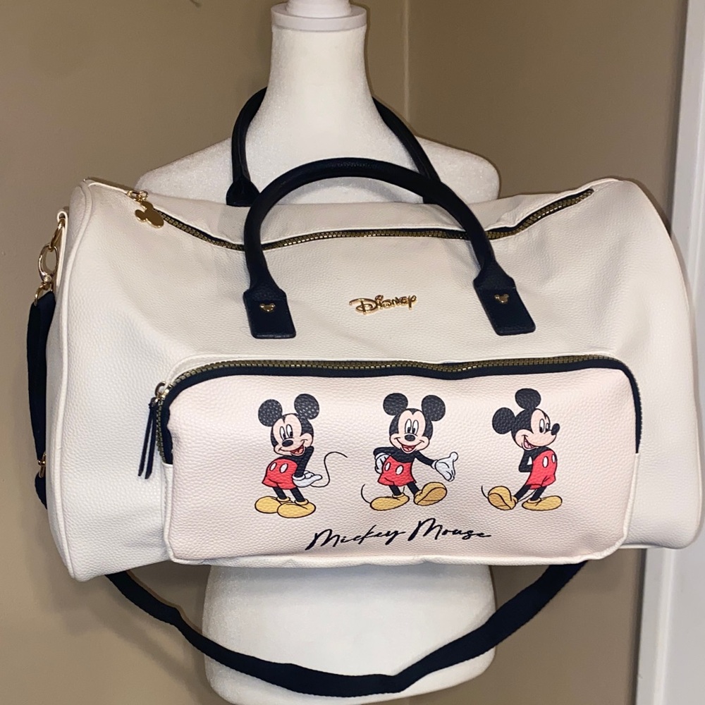 EUC DISNEY Mickey Mouse Cream/Black Duffel Bag